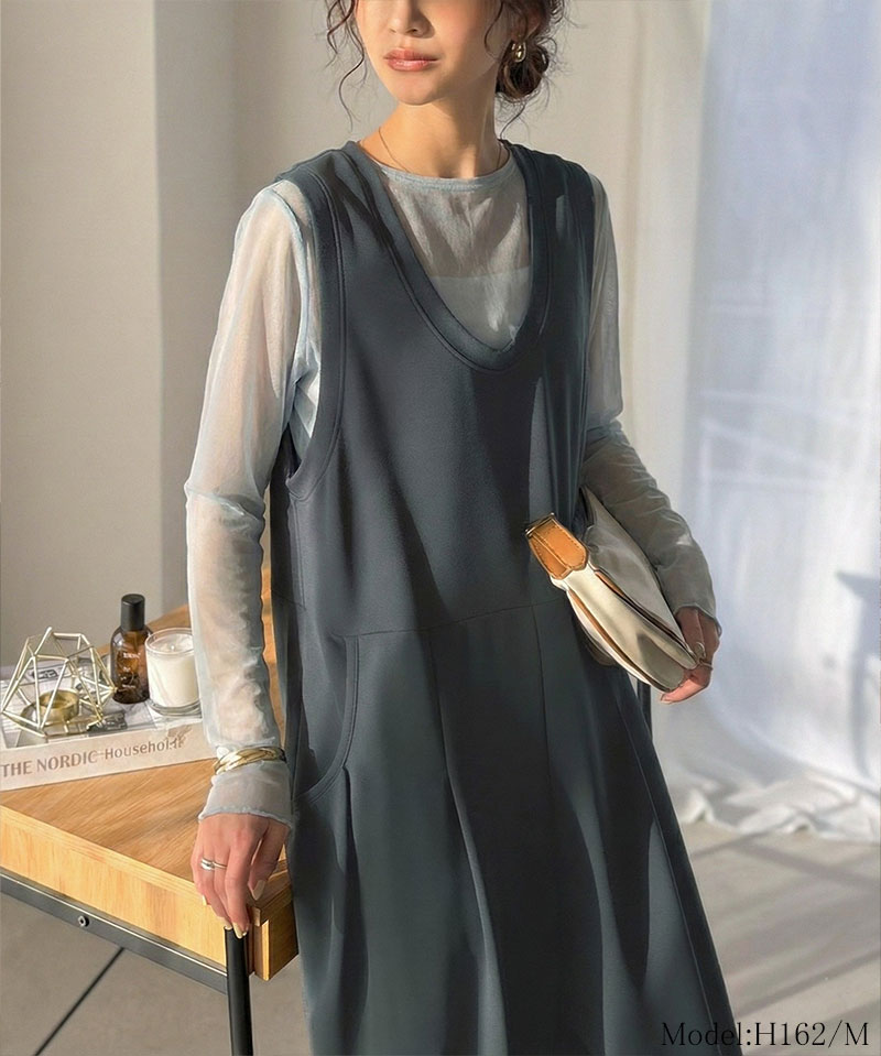 《java ジャバコラボ》 オールインワン サロペット レディース カットジョーゼット Uネック ゆるっと オーバーサイズ レイヤードコーデ 大きいサイズ | classicalelf | 12