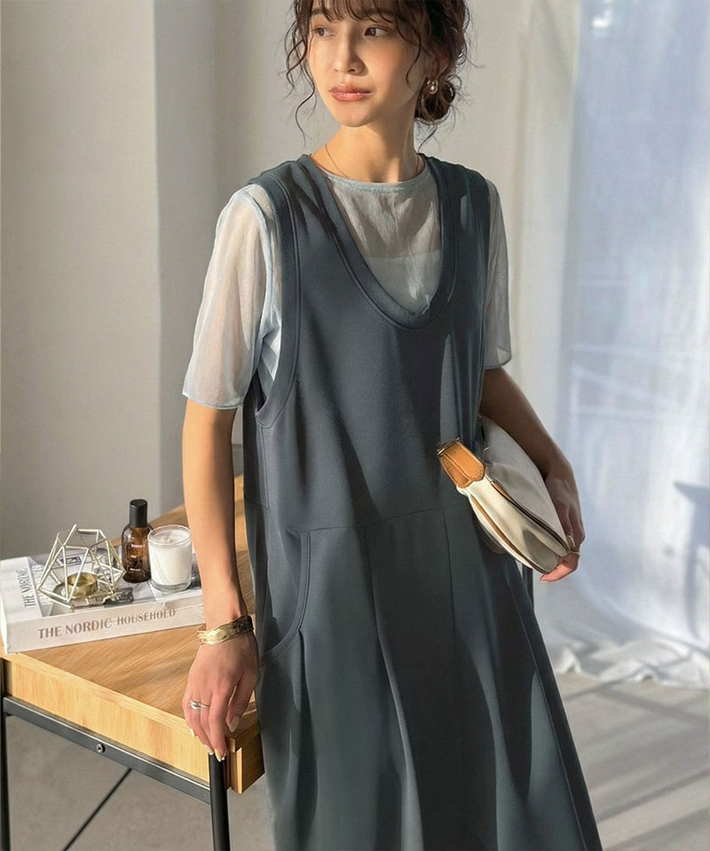 《java ジャバコラボ》 オールインワン サロペット レディース カットジョーゼット Uネック ゆるっと オーバーサイズ レイヤードコーデ 大きいサイズ | classicalelf | 14