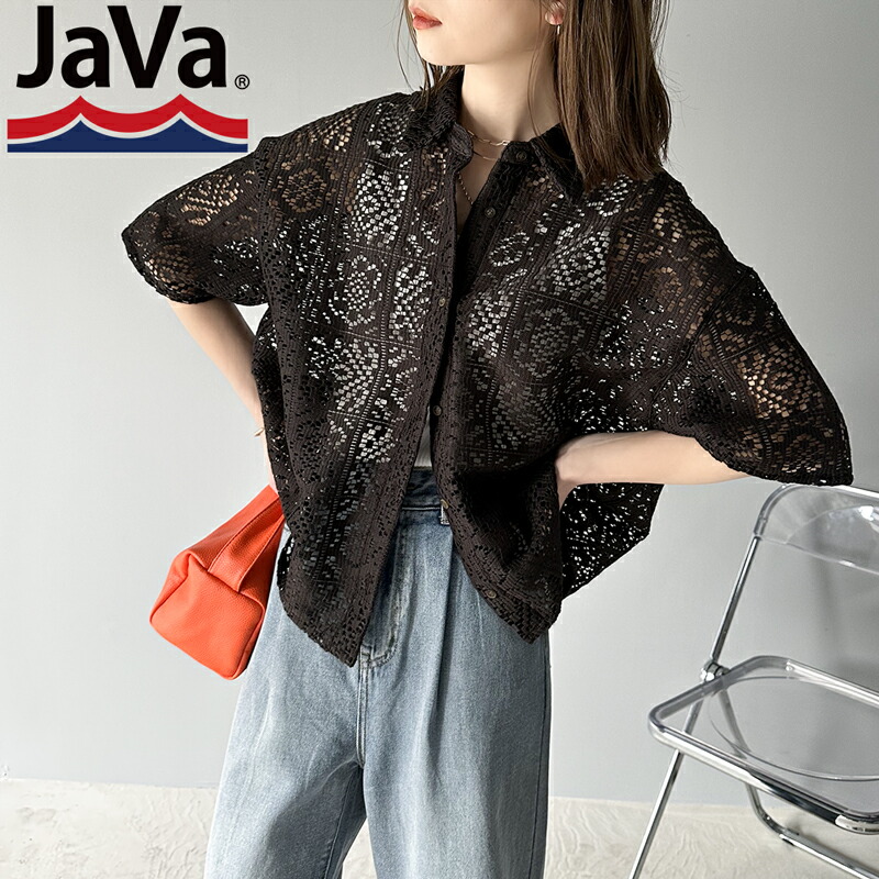 《java ジャバコラボ》 送料無料 トップス シャツ レディース レトロ クロシェ風 ブロック 刺繍 レース ブラウス 男女兼用 ユニセックス｜classical｜18