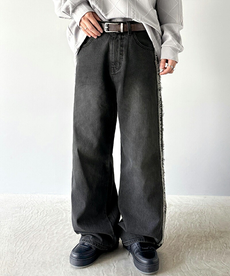 フリンジデザイン ライトブルーデニムパンツ classicalelf（クラシカルエルフ） 《Javaジャバコラボ》 ボトムス