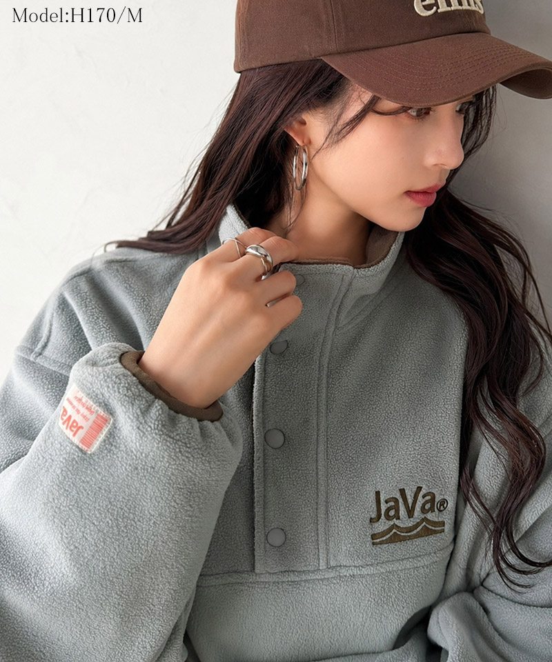 《JaVaジャバコラボ》ふんわり暖か。軽量配色フリースハーフジッププルオーバー（オーバーサイズ） JaVa クラシカルエルフ jv1240141 | classicalelf | 06
