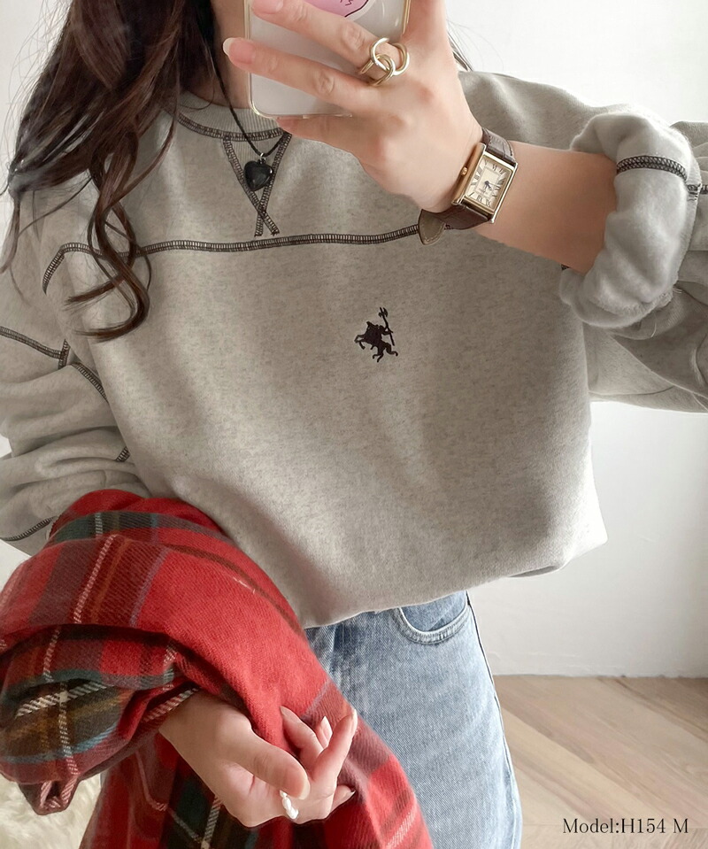 《javaジャバ 別注》 トップス スウェット レディース ヘビーウエイト 裏起毛 配色 ステッチ ロゴ プルオーバー 男女兼用 ユニセックス メンズ | classicalelf | 04