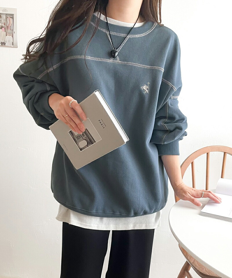 《javaジャバ 別注》 トップス スウェット レディース ヘビーウエイト 裏起毛 配色 ステッチ ロゴ プルオーバー 男女兼用 ユニセックス メンズ | classicalelf | 07