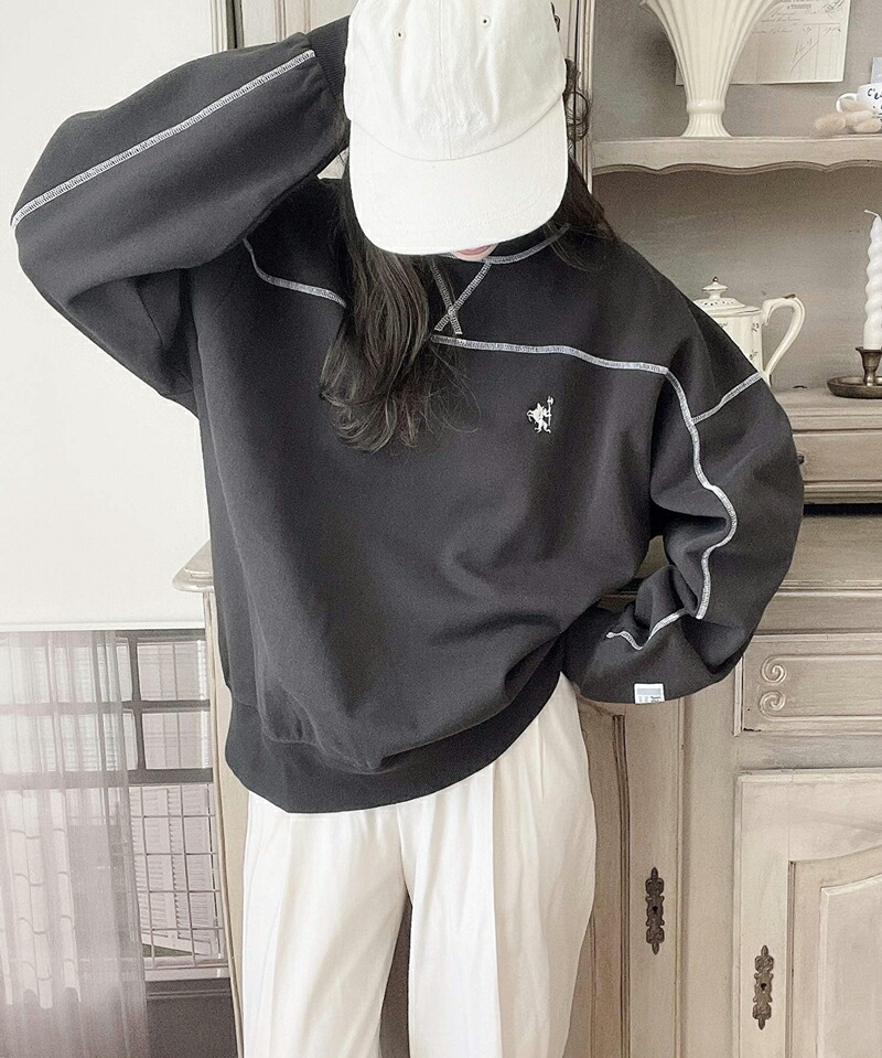 《javaジャバ 別注》 トップス スウェット レディース ヘビーウエイト 裏起毛 配色 ステッチ ロゴ プルオーバー 男女兼用 ユニセックス メンズ | classicalelf | 09