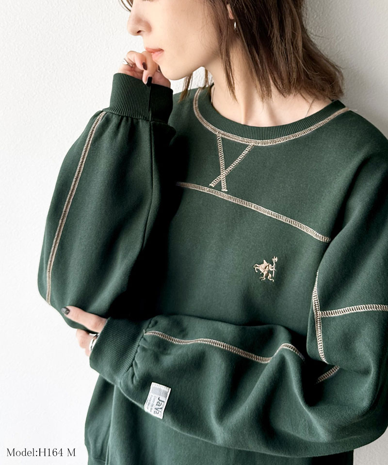 《javaジャバ 別注》 トップス スウェット レディース ヘビーウエイト 裏起毛 配色 ステッチ ロゴ プルオーバー 男女兼用 ユニセックス メンズ | classicalelf | 10