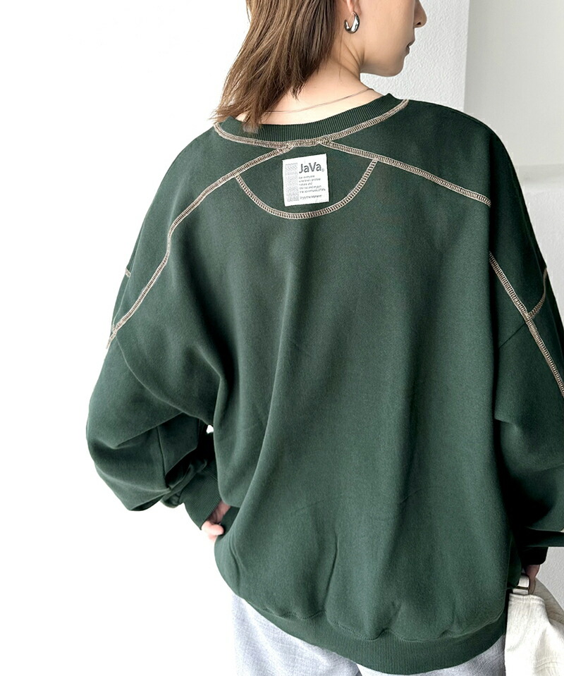 《javaジャバ 別注》 トップス スウェット レディース ヘビーウエイト 裏起毛 配色 ステッチ ロゴ プルオーバー 男女兼用 ユニセックス メンズ | classicalelf | 11