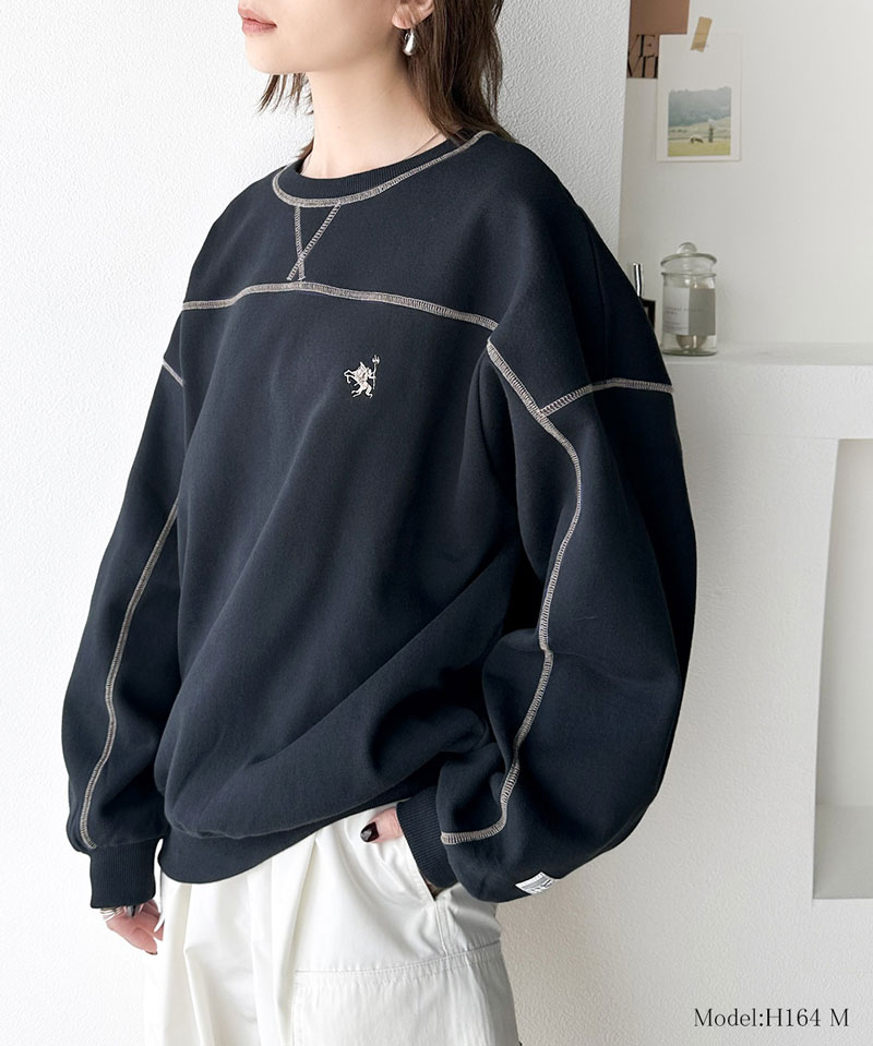 《javaジャバ 別注》 トップス スウェット レディース ヘビーウエイト 裏起毛 配色 ステッチ ロゴ プルオーバー 男女兼用 ユニセックス メンズ | classicalelf | 12