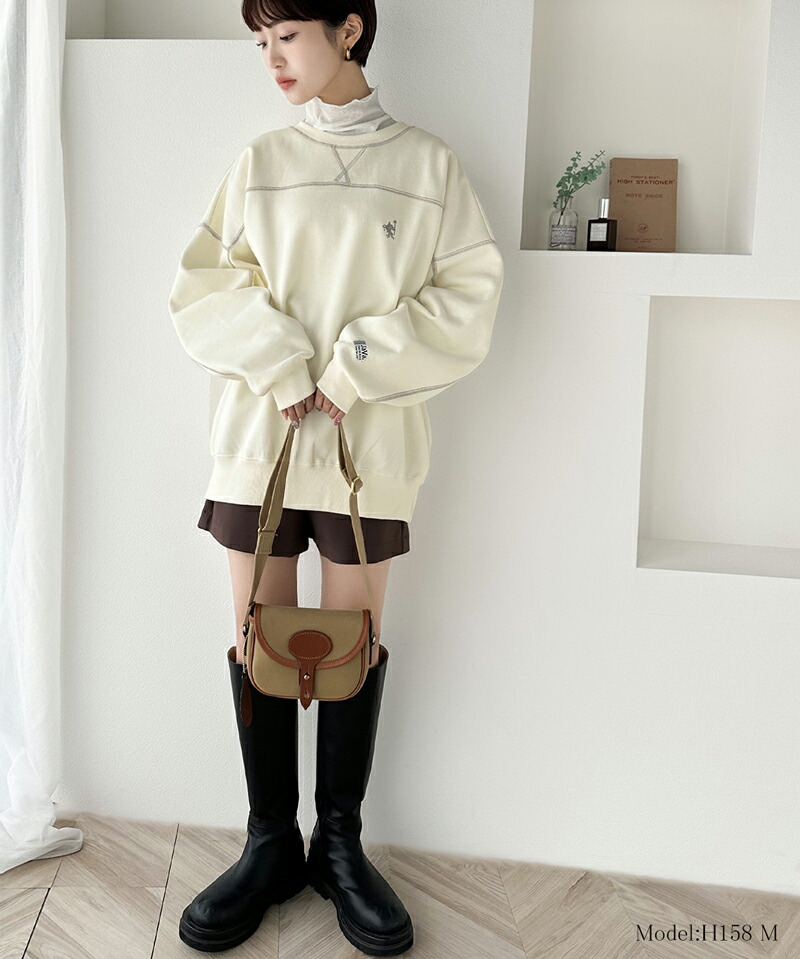 《javaジャバ 別注》 トップス スウェット レディース ヘビーウエイト 裏起毛 配色 ステッチ ロゴ プルオーバー 男女兼用 ユニセックス メンズ | classicalelf | 14