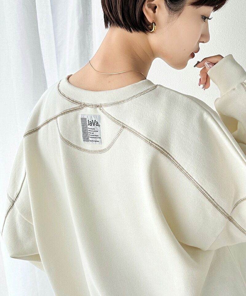 《javaジャバ 別注》 トップス スウェット レディース ヘビーウエイト 裏起毛 配色 ステッチ ロゴ プルオーバー 男女兼用 ユニセックス メンズ | classicalelf | 15