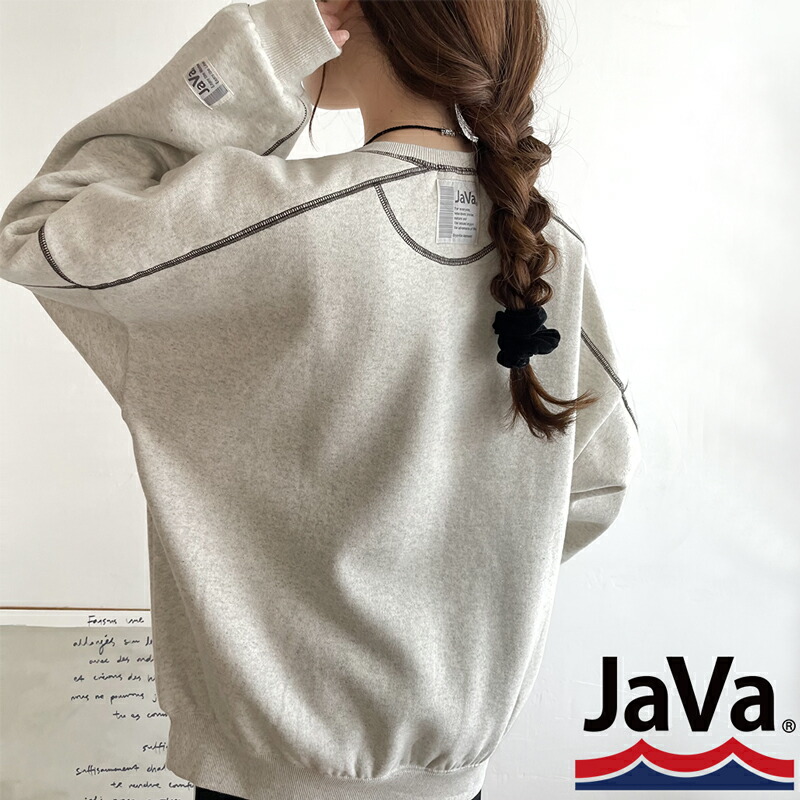 《javaジャバ 別注》 トップス スウェット レディース ヘビーウエイト 裏起毛 配色 ステッチ ロゴ プルオーバー 男女兼用 ユニセックス メンズ | classicalelf | 18