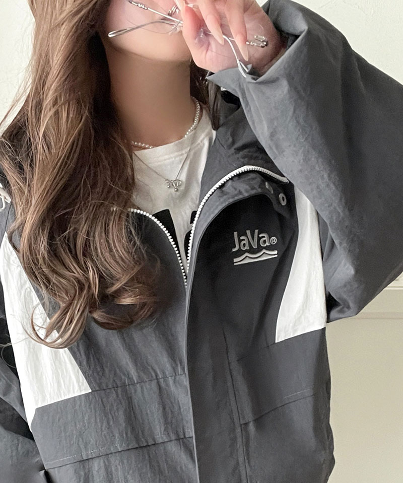 《java ジャバコラボ》 ナイロン パーカー アウター ジャケット レディース スポーティ サイド配色切替 ナイロン100％ お洒落 フーディ 薄手 軽やか | classicalelf | 11