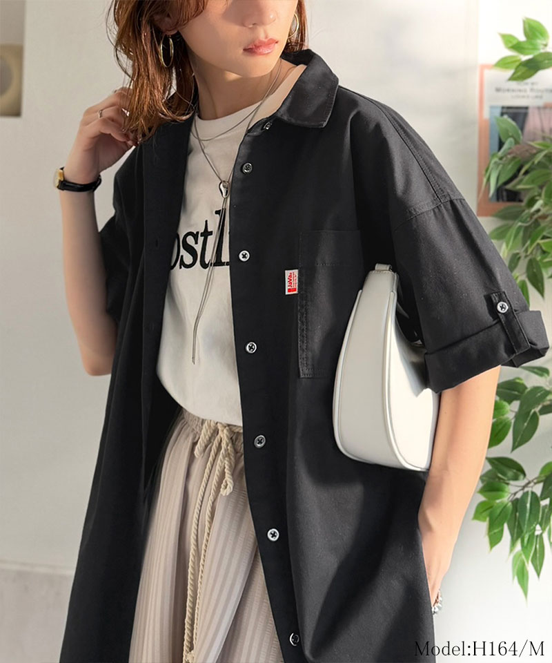 《 java ジャバコラボ 》トップス シャツ レディース 綿 100％ ライトオンス デニム素材 袖 ロールアップ シャツ 半袖 大きいサイズ 春 夏 2026ss | classicalelf | 07