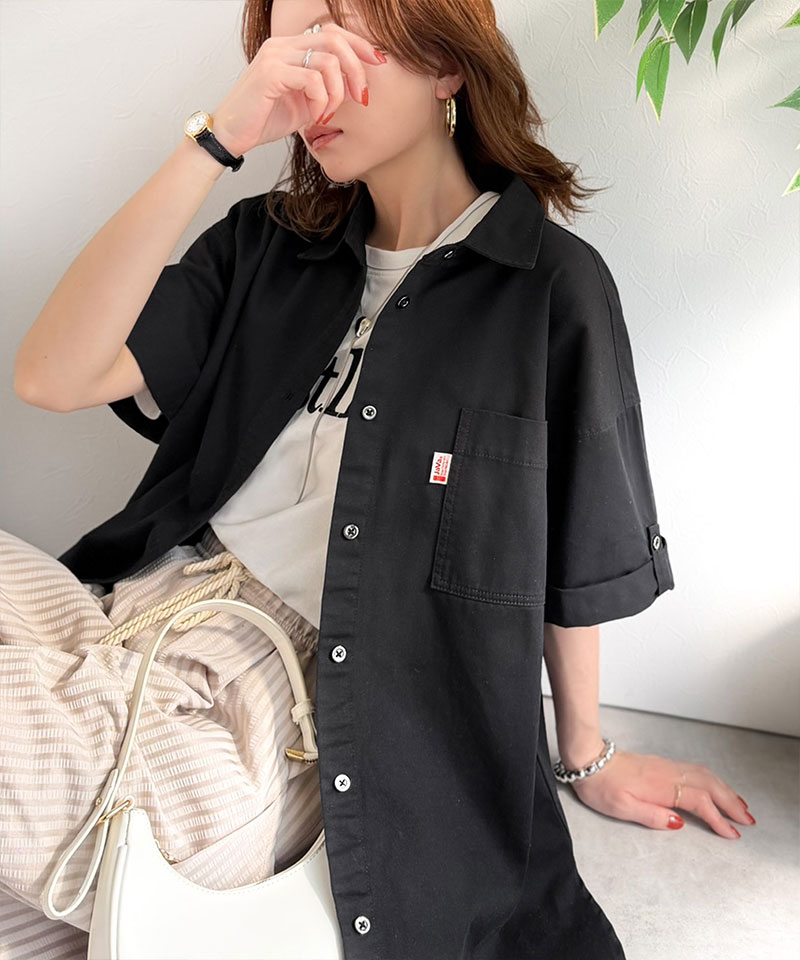 《 java ジャバコラボ 》トップス シャツ レディース 綿 100％ ライトオンス デニム素材 袖 ロールアップ シャツ 半袖 大きいサイズ 春 夏 2026ss | classicalelf | 08