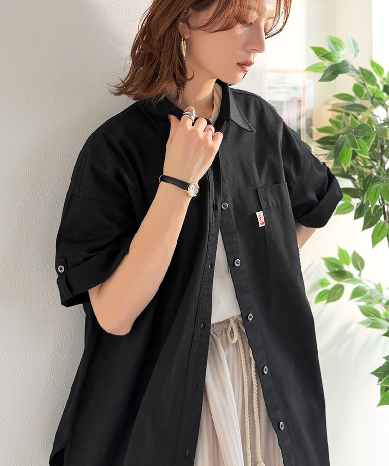 《 java ジャバコラボ 》トップス シャツ レディース 綿 100％ ライトオンス デニム素材 袖 ロールアップ シャツ 半袖 大きいサイズ 春 夏 2026ss | classicalelf | 09