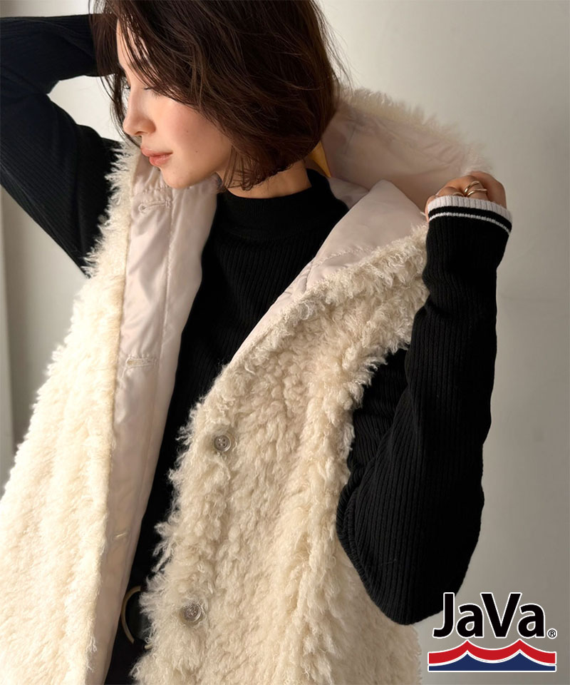 《JaVaジャバコラボ》袖はない。遠慮もない。脇役のふりした主役級。フード付きボアベスト JaVa クラシカルエルフ jv1265108 | classicalelf