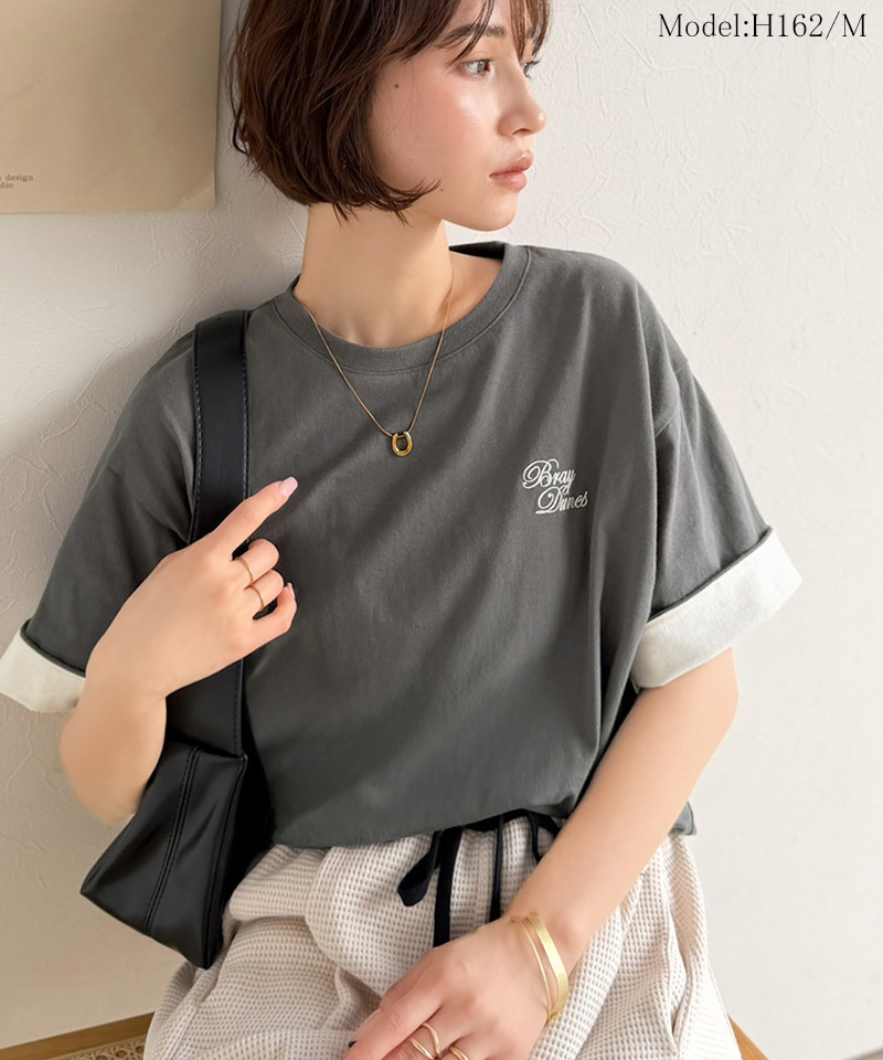 《JaVaジャバコラボ》綿100％ 胸刺繍入り 袖配色切り替え Tシャツ JaVa クラシカルエルフ jv1330106 | classicalelf | 09