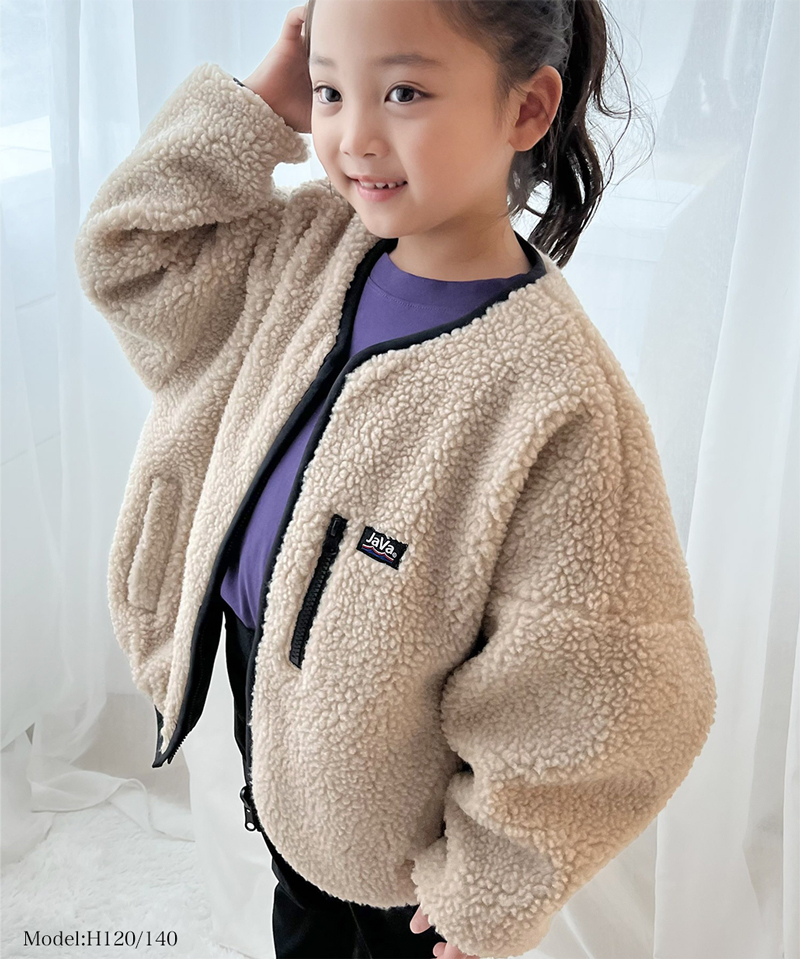《javaジャバ コラボ》キッズ トップス アウター ブルゾン 子供服 男の子 女の子 親子コーデ お揃い 2WAY リバーシブル ボア フリース | classicalelf | 02