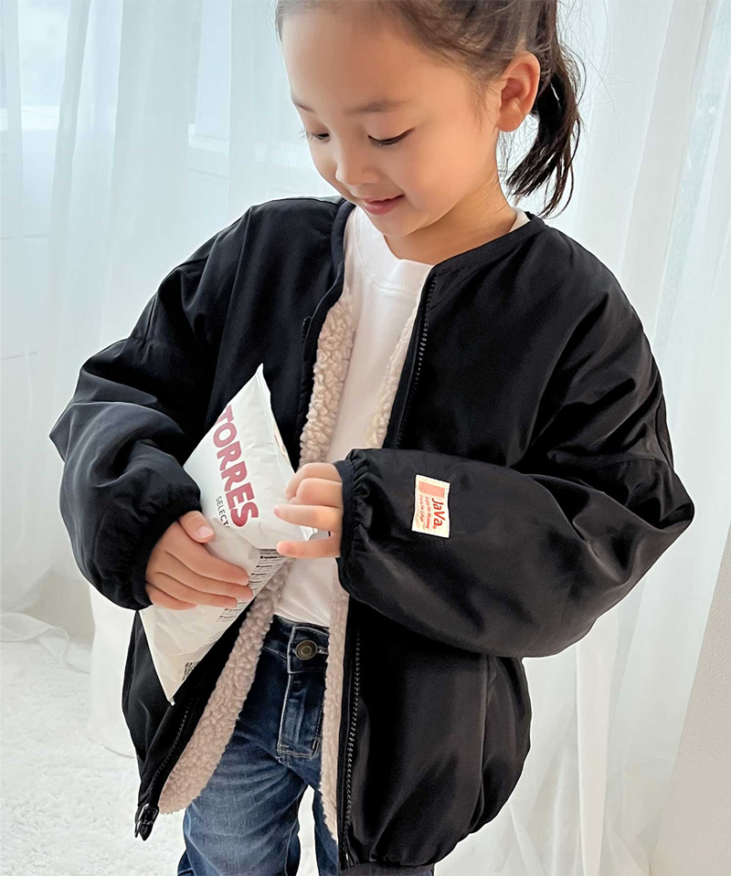 《javaジャバ コラボ》キッズ トップス アウター ブルゾン 子供服 男の子 女の子 親子コーデ お揃い 2WAY リバーシブル ボア フリース | classicalelf | 04