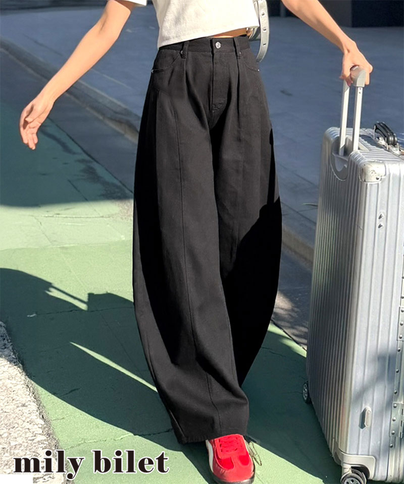 【 mily bilet 】ボトムス パンツ レディース タックカーブパンツ 綿100% 主役級 カーブシルエット | classicalelf