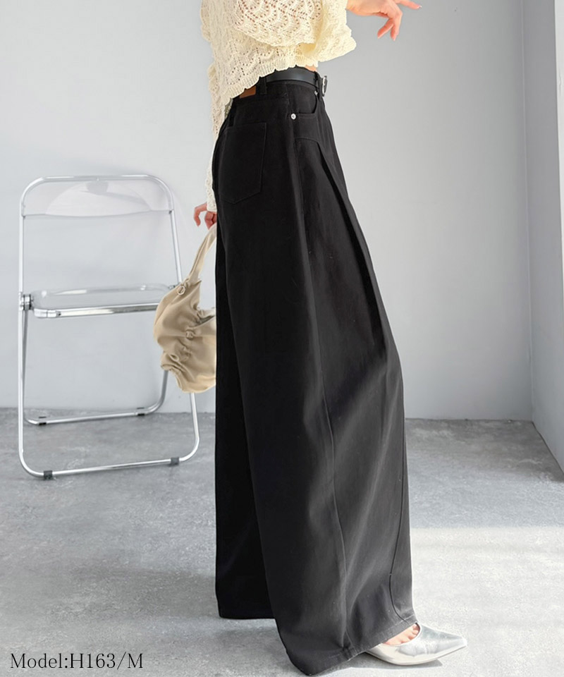 【 mily bilet 】ボトムス パンツ レディース タックカーブパンツ 綿100% 主役級 カーブシルエット | classicalelf | 02