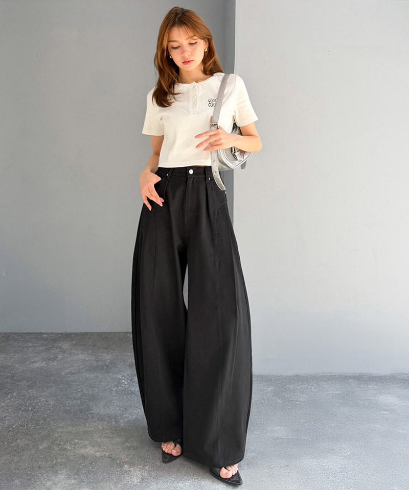 【 mily bilet 】ボトムス パンツ レディース タックカーブパンツ 綿100% 主役級 カーブシルエット | classicalelf | 04