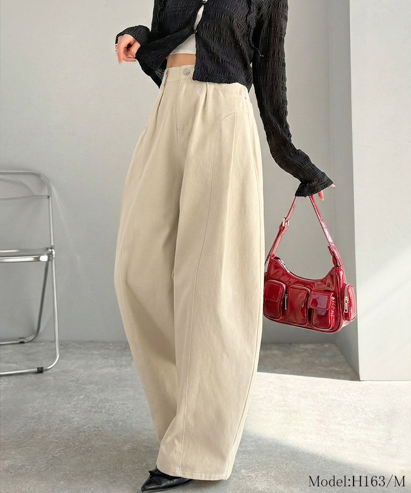 【 mily bilet 】ボトムス パンツ レディース タックカーブパンツ 綿100% 主役級 カーブシルエット | classicalelf | 07