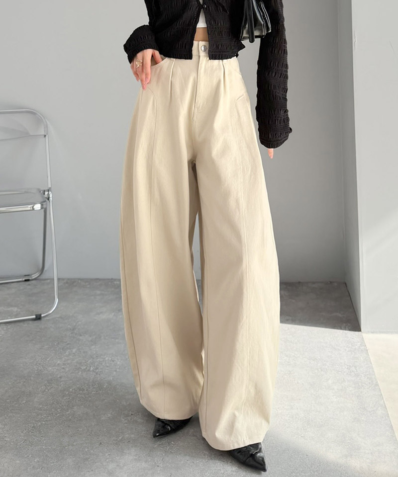 【 mily bilet 】ボトムス パンツ レディース タックカーブパンツ 綿100% 主役級 カーブシルエット | classicalelf | 08