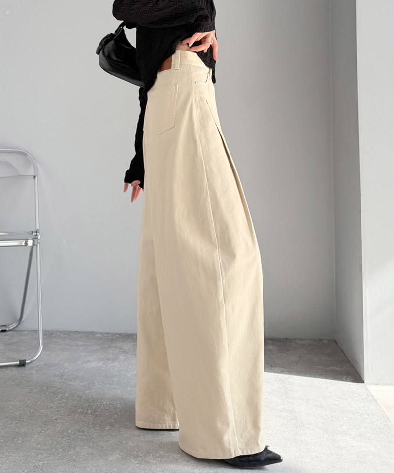 【 mily bilet 】ボトムス パンツ レディース タックカーブパンツ 綿100% 主役級 カーブシルエット | classicalelf | 09