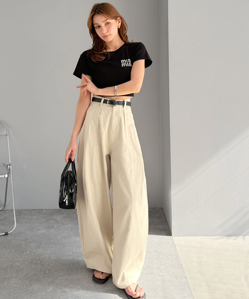 【 mily bilet 】ボトムス パンツ レディース タックカーブパンツ 綿100% 主役級 カーブシルエット | classicalelf | 10