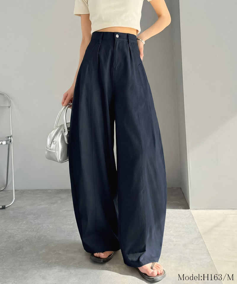 【 mily bilet 】ボトムス パンツ レディース タックカーブパンツ 綿100% 主役級 カーブシルエット | classicalelf | 11