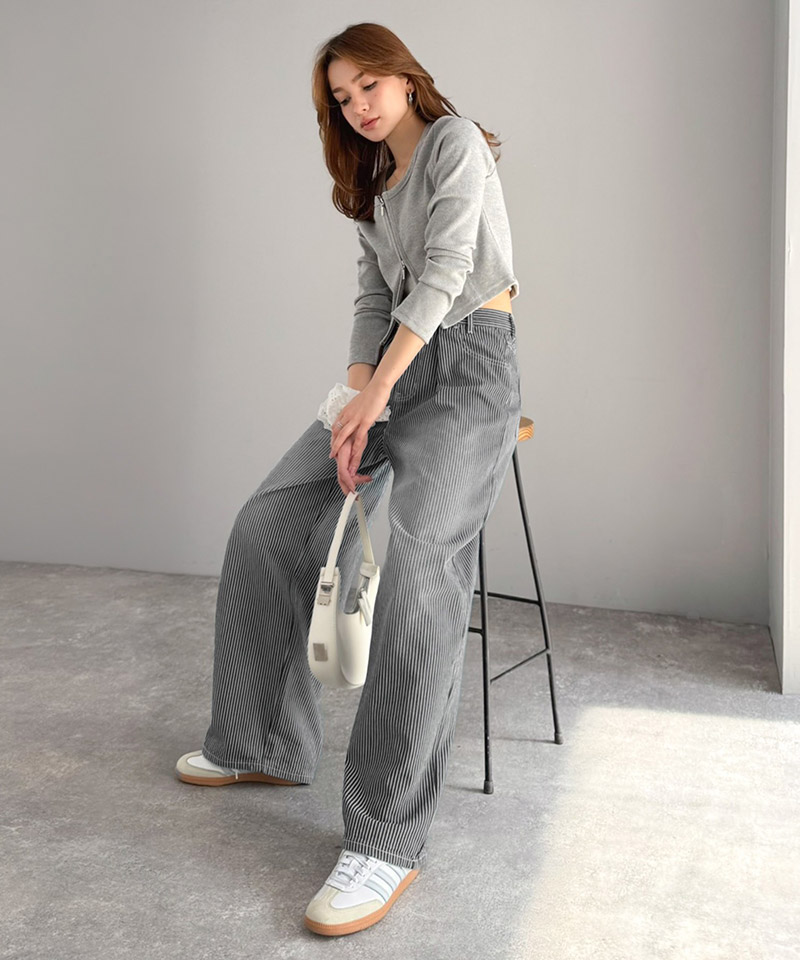 【 mily bilet 】ボトムス パンツ レディース デニム ヒッコリーパンツ デニムパンツ ハイウエス | classicalelf | 05