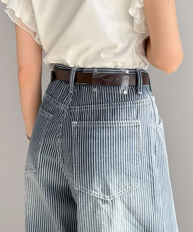 【 mily bilet 】ボトムス パンツ レディース デニム ヒッコリーパンツ デニムパンツ ハイウエス | classicalelf | 07