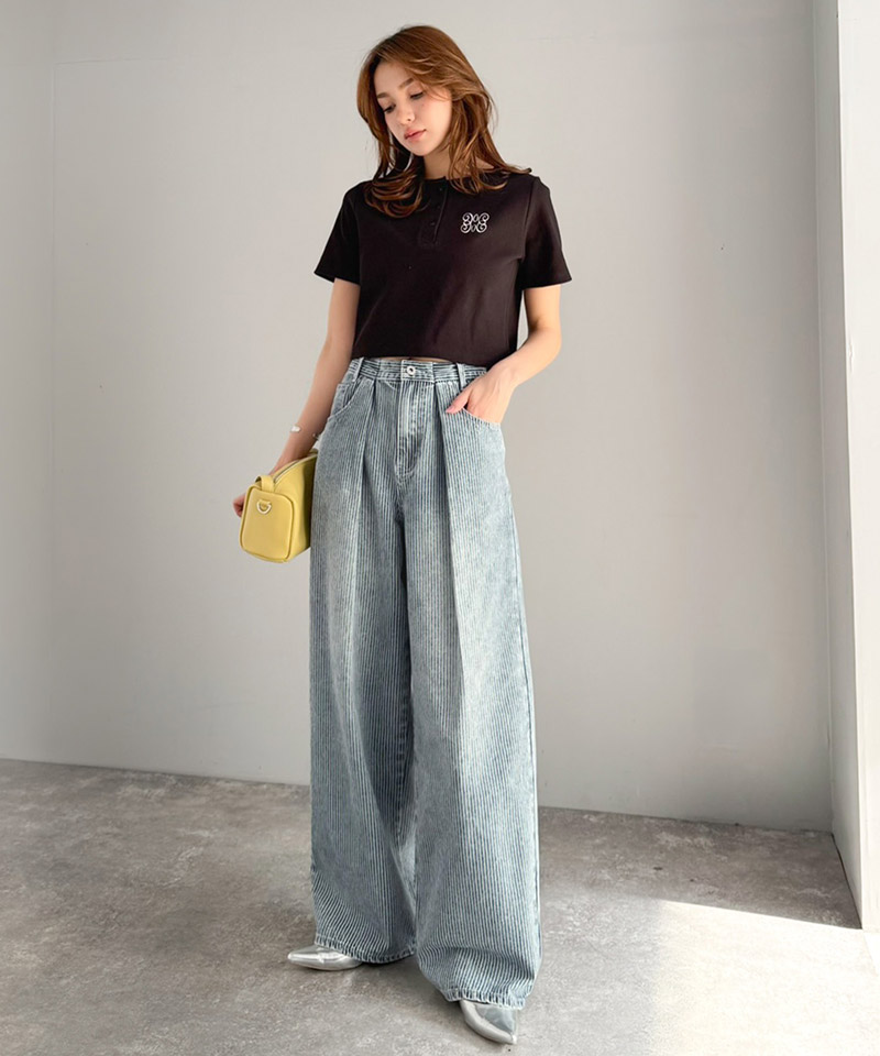 【 mily bilet 】ボトムス パンツ レディース デニム ヒッコリーパンツ デニムパンツ ハイウエス | classicalelf | 15