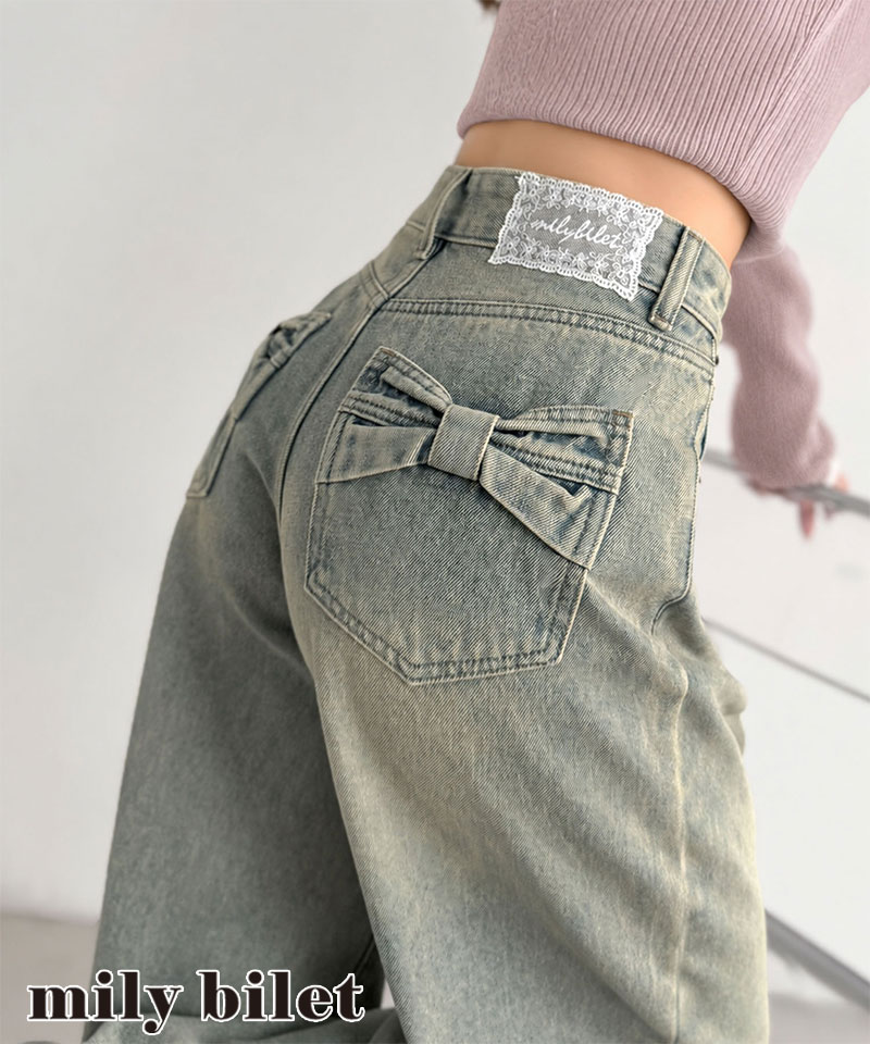 【mily bilet】バッグリボンポケットワイドデニムパンツ  mily bilet クラシカルエルフ mi0909033 | classicalelf
