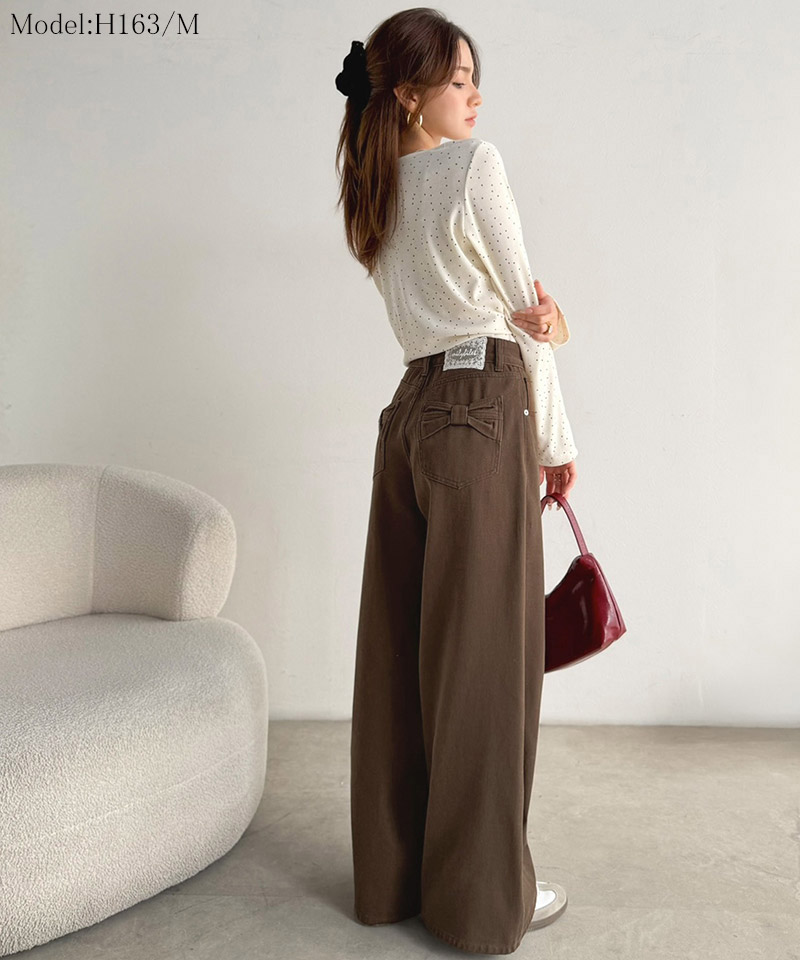 【mily bilet】バッグリボンポケットワイドデニムパンツ  mily bilet クラシカルエルフ mi0909033 | classicalelf | 08
