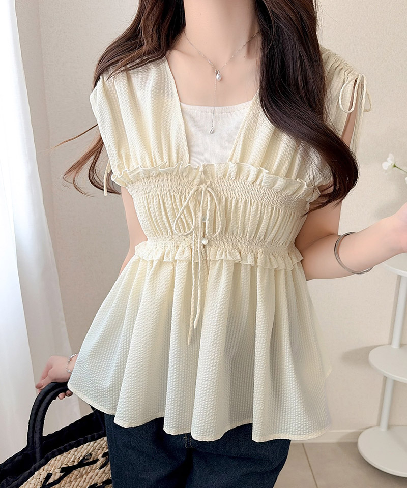 【mily bilet】ブラウス レディース フリル トップス ノースリーブ リボンギャザー ベスト 大人可愛い | classicalelf | 03