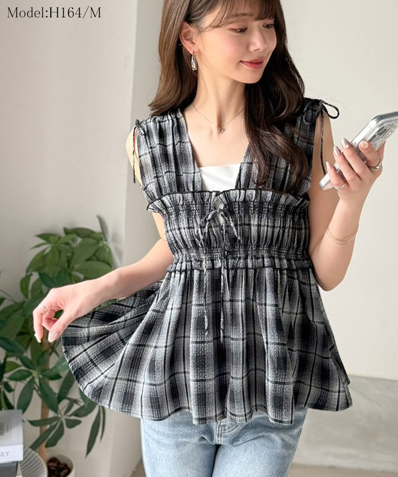 【mily bilet】ブラウス レディース フリル トップス ノースリーブ リボンギャザー ベスト 大人可愛い | classicalelf | 09