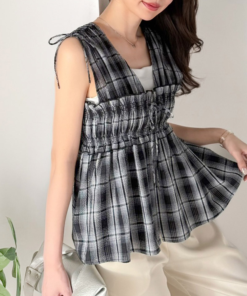 【mily bilet】ブラウス レディース フリル トップス ノースリーブ リボンギャザー ベスト 大人可愛い | classicalelf | 11