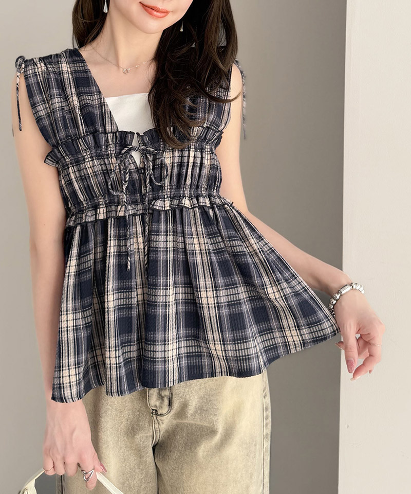 【mily bilet】ブラウス レディース フリル トップス ノースリーブ リボンギャザー ベスト 大人可愛い | classicalelf | 15