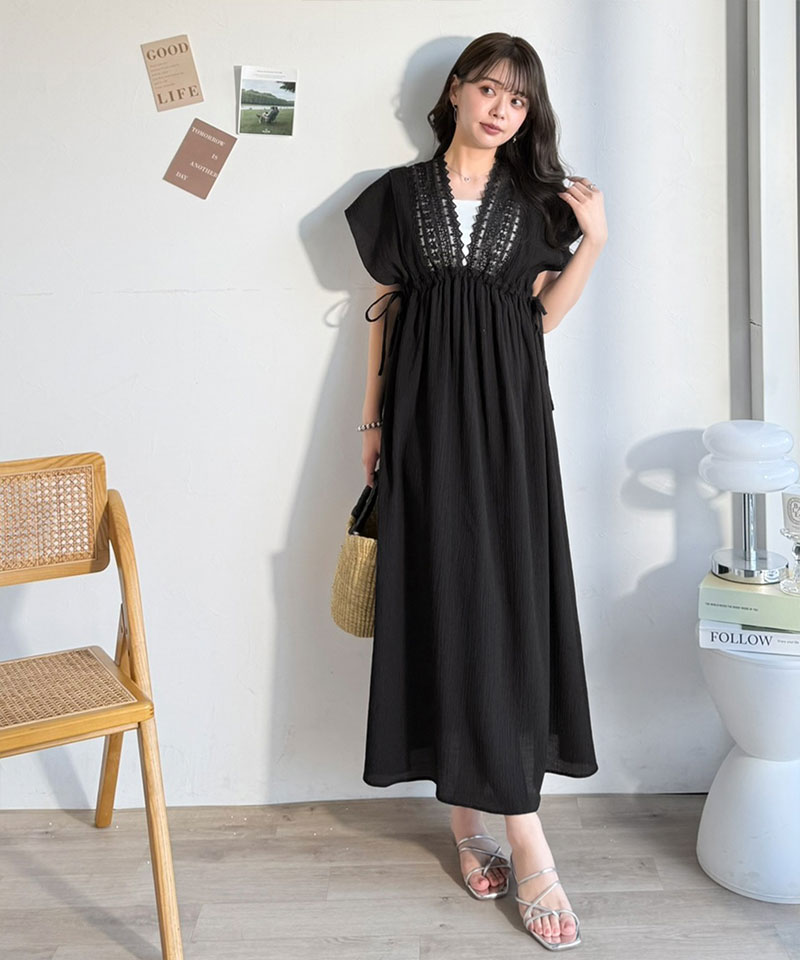 【mily bilet】 ワンピース レディース 春 かわいい ナチュラル ムード レース 使い 楊柳 フレア | classicalelf | 09