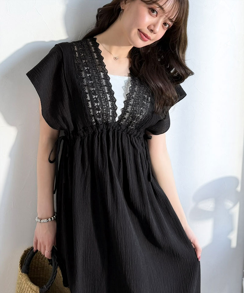 【mily bilet】 ワンピース レディース 春 かわいい ナチュラル ムード レース 使い 楊柳 フレア | classicalelf | 11