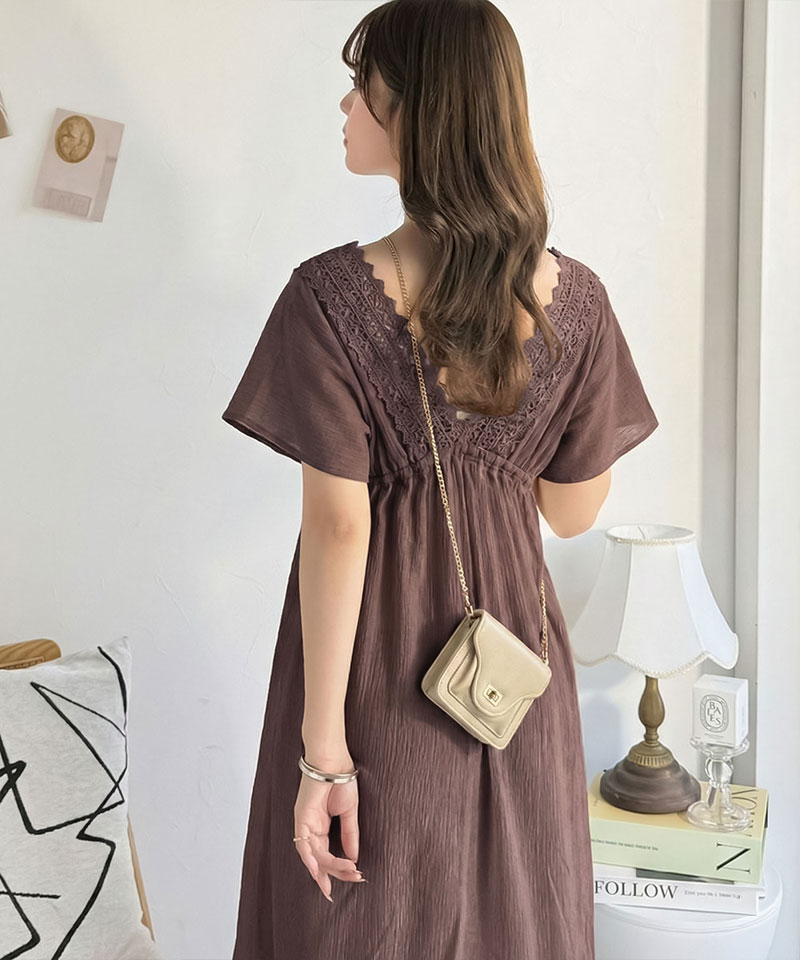 【mily bilet】 ワンピース レディース 春 かわいい ナチュラル ムード レース 使い 楊柳 フレア | classicalelf | 13