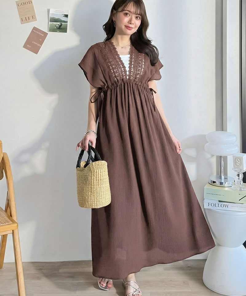 【mily bilet】 ワンピース レディース 春 かわいい ナチュラル ムード レース 使い 楊柳 フレア | classicalelf | 14