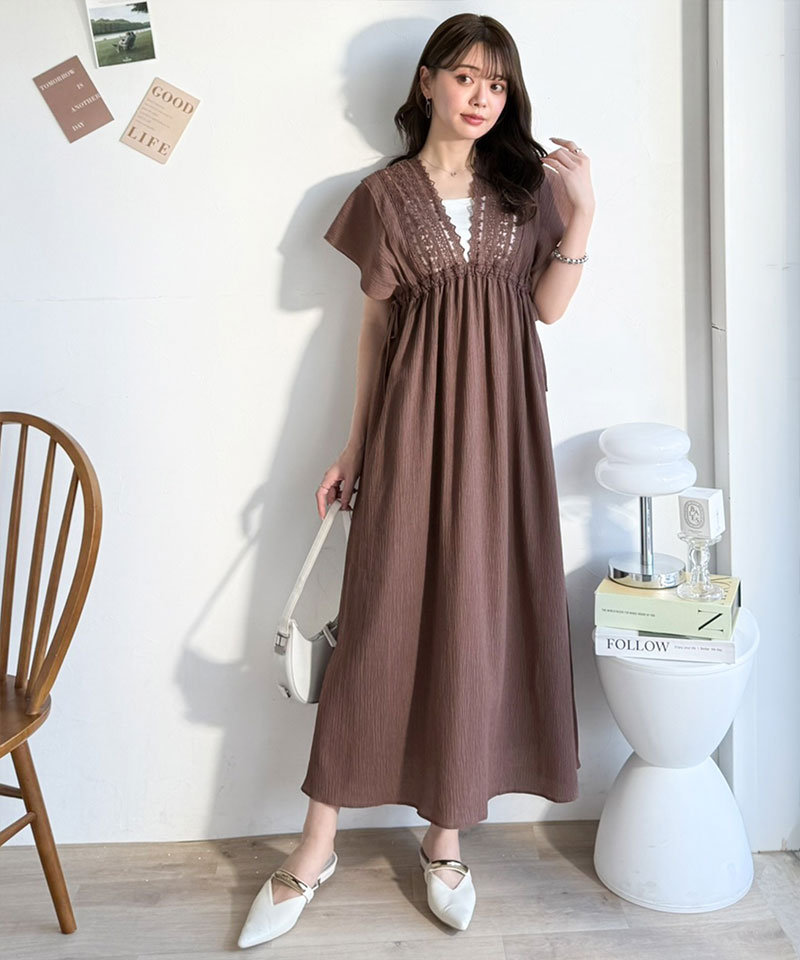 【mily bilet】 ワンピース レディース 春 かわいい ナチュラル ムード レース 使い 楊柳 フレア | classicalelf | 15