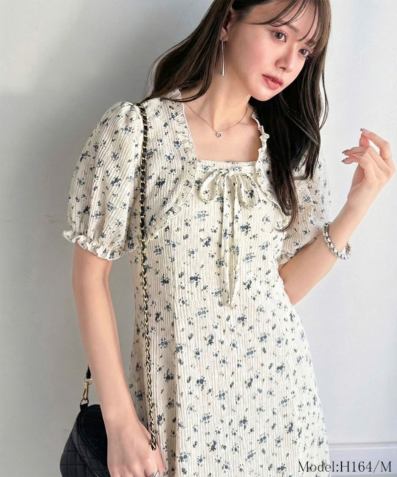 【mily bilet】 ワンピース レディース 春夏 ボレロ 風 レイヤード スタイルアップ リボン 付き パフスリーブ ドッキング ワンピ ロング丈 大きいサイズ | classicalelf | 12