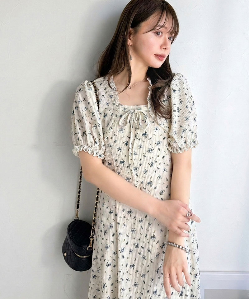 【mily bilet】 ワンピース レディース 春夏 ボレロ 風 レイヤード スタイルアップ リボン 付き パフスリーブ ドッキング ワンピ ロング丈 大きいサイズ | classicalelf | 15