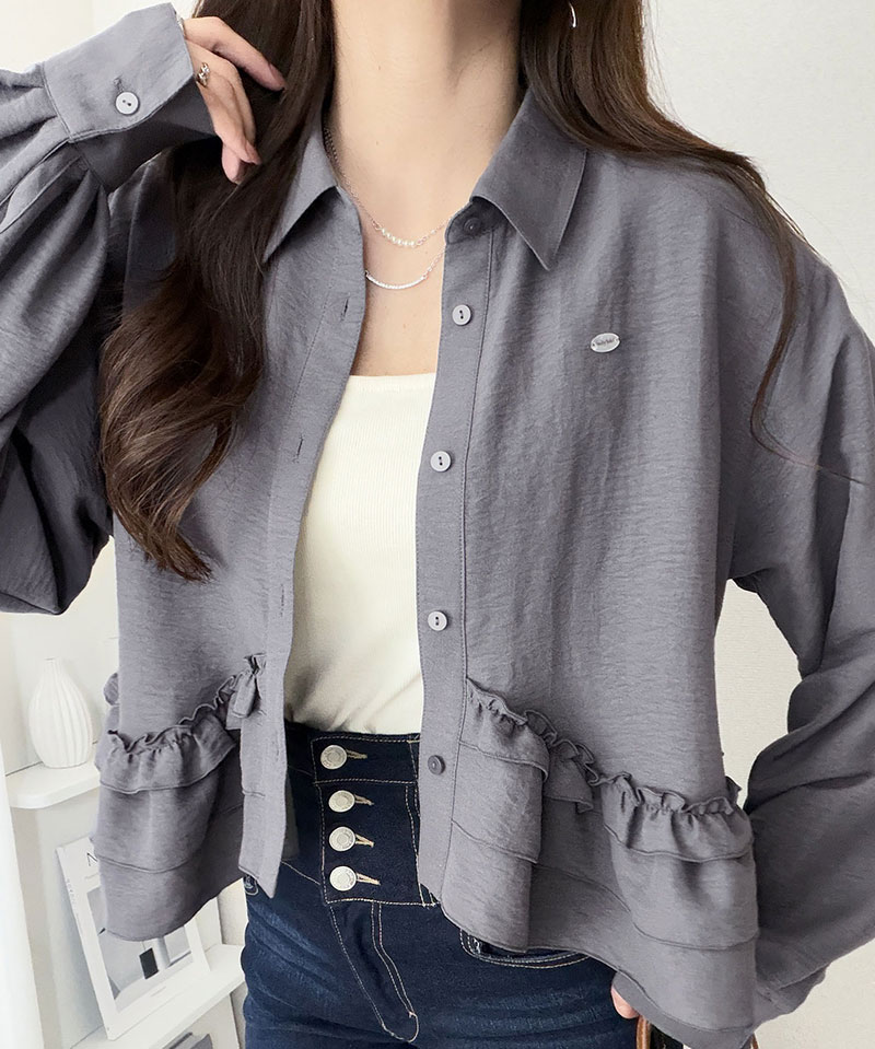 【mily bilet】 ブラウス レディース おしゃれ トップス 裾フリルブラウス 長袖 甘い エレガント 旬顔 華やか パウダー感 デシン素材 上品 カジュアル | classicalelf | 11