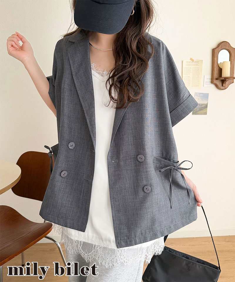 【mily bilet】アウター ジャケット レディース テーラードジャケット 半袖 半袖ジャケット 大人可愛い | classicalelf