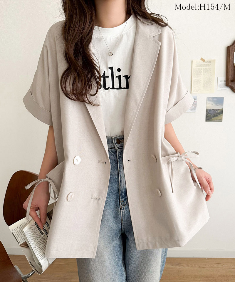 【mily bilet】アウター ジャケット レディース テーラードジャケット 半袖 半袖ジャケット 大人可愛い | classicalelf | 02