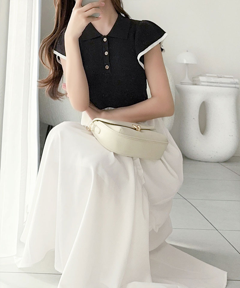 【mily bilet】ワンピース レディース 春 スタイルアップ ポロ 襟 ドッキング ワンピ 半袖 フォーマル カジュアル ロング フレアスカート 大きいサイズ | classicalelf | 04